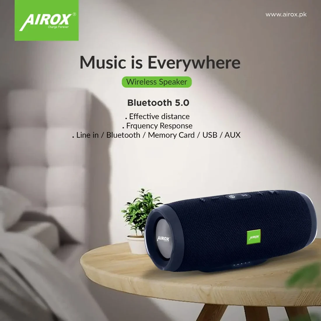 Airox Wireless Bluetooth Mp3 Speaker, Woofer Portable Speakers Bass Speaker ,Stereo Music Surround Mobile Call Light Speaker, Outdoor Speakers with Aux Interface, Laptop Phone Support TF FM